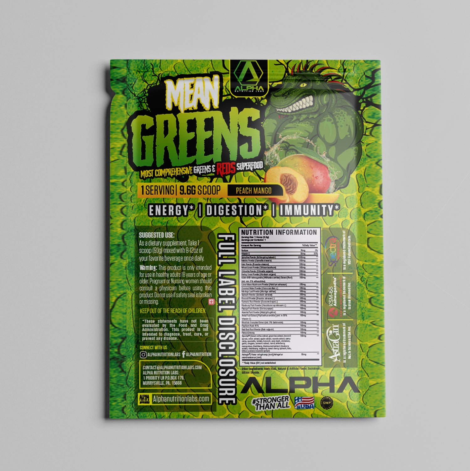 Mean Greens Superfoods, Peach Mango - Sample Pack